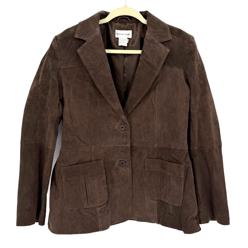 Vtg Newport News Suede Leather Jacket Womens 16 Coat Blazer Y2K Western Rustic